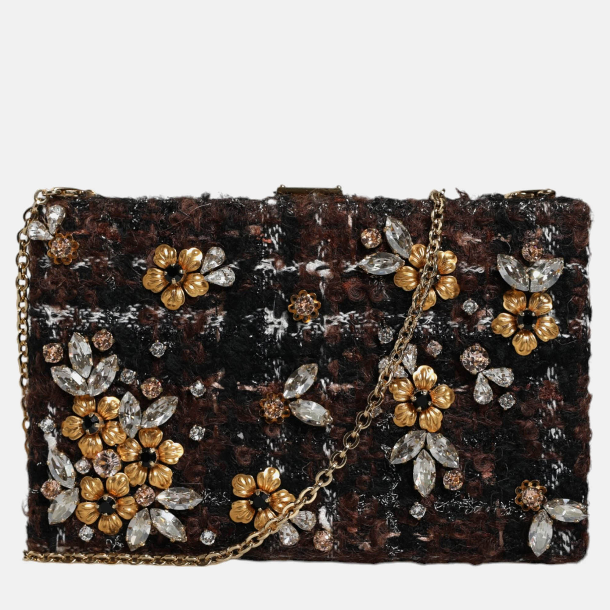 

Dolce & Gabbana Floral Tweed Multicolor Fabric Clutch Crossbody Bag