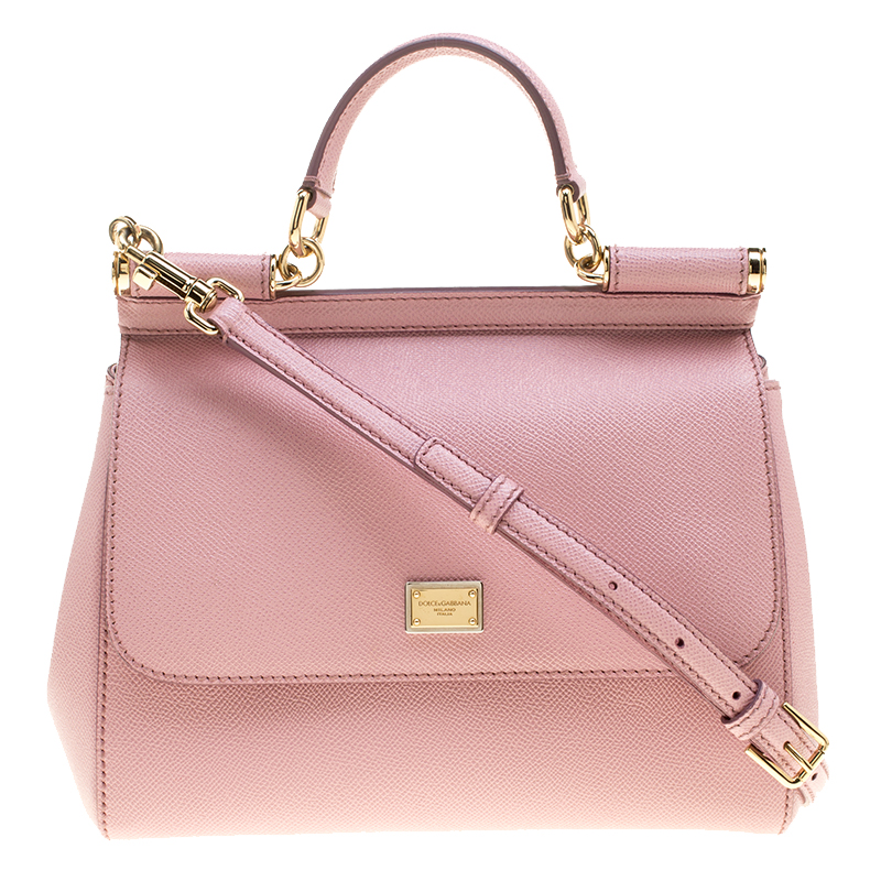 مملوكة مسبقًا Dolce and Gabbana Pink Leather Medium Miss Sicily Top Handle Bag