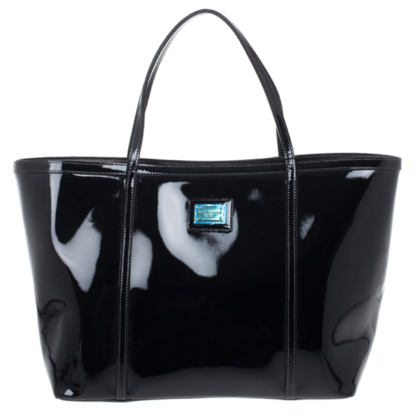 Dolce and Gabbana Black Miss Escape Patent Leather Tote