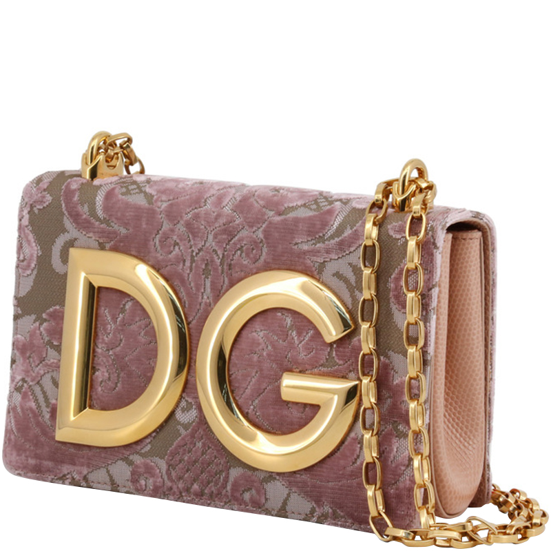 

Dolce and Gabbana Pink Corduroy and Leather DG Girls Shoulder Bag