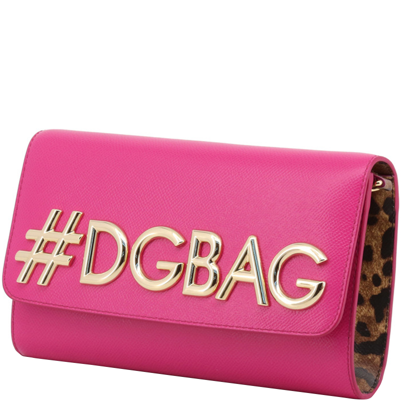 

Dolce and Gabbana Pink Leather DG Girls WOC Clutch Bag