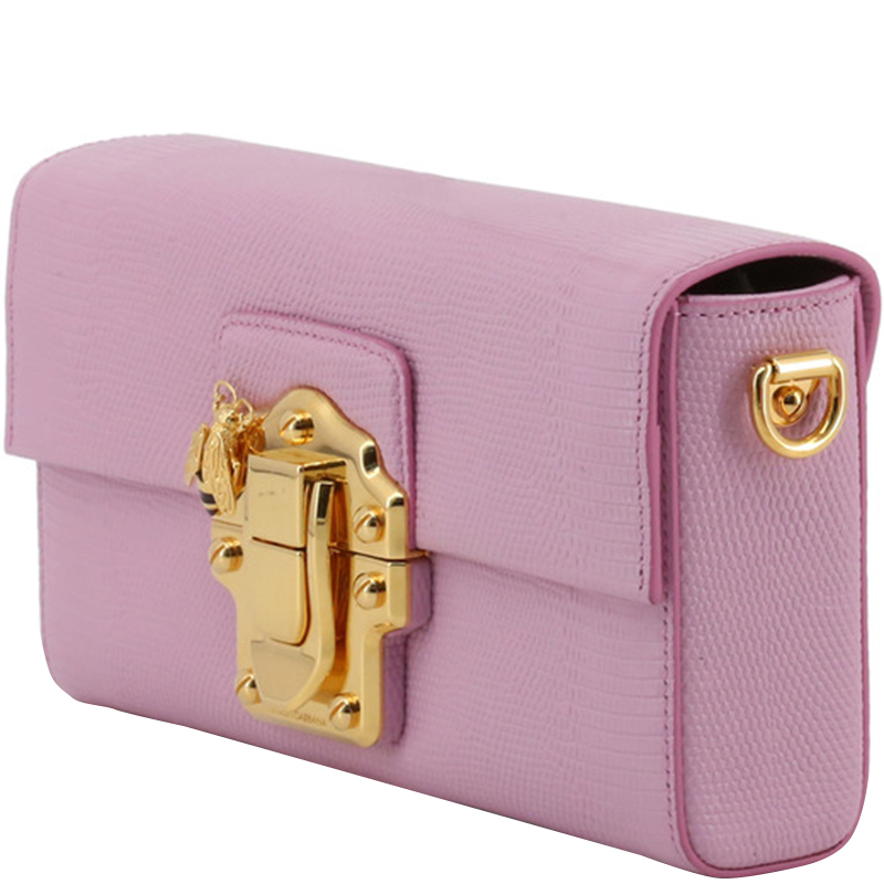 

Dolce and Gabbana Pink Embossed Leather Lucia Shoulder Bag
