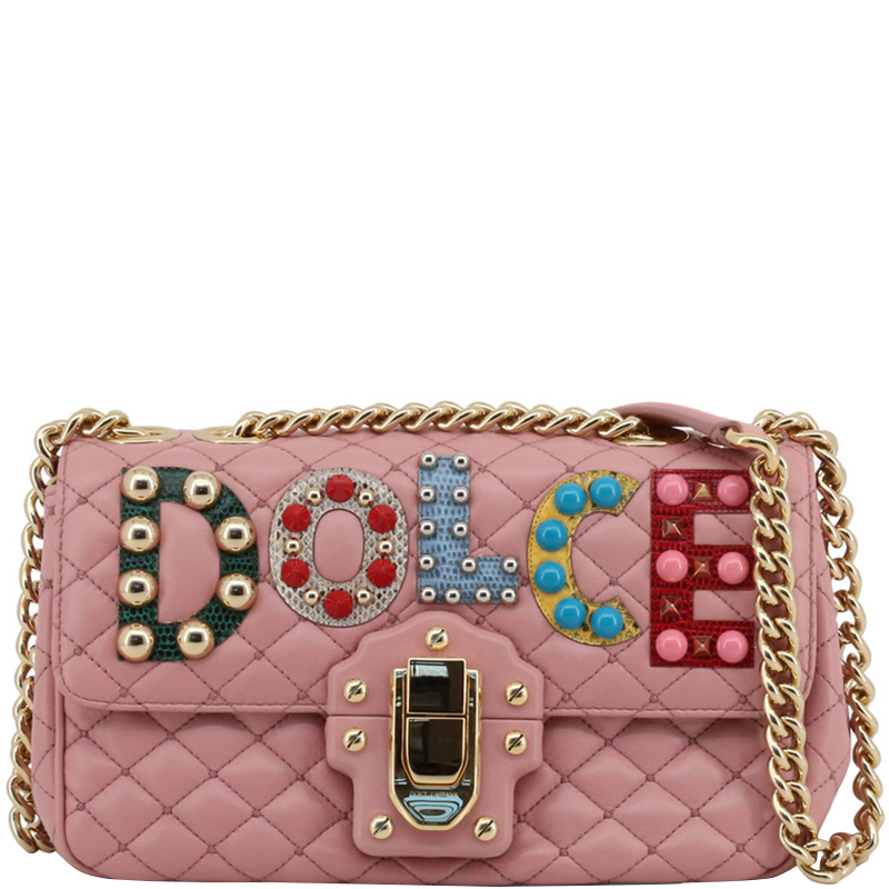 Dolce and Gabbana Pink Quilted Leather Embellished Lucia Chain Crossbody Bag  Dolce & Gabbana | TLC