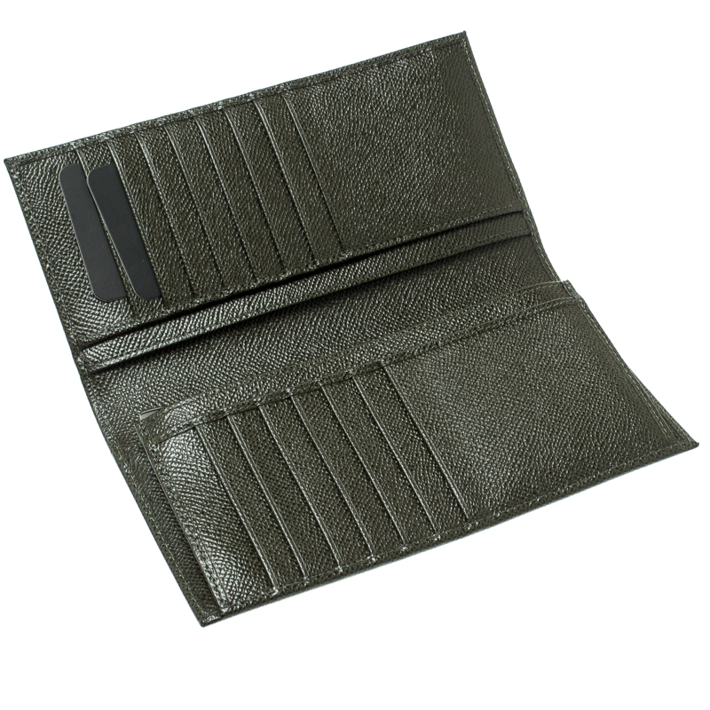 

Dolce and Gabbana Seaweed Green Leather Bifold Long Wallet