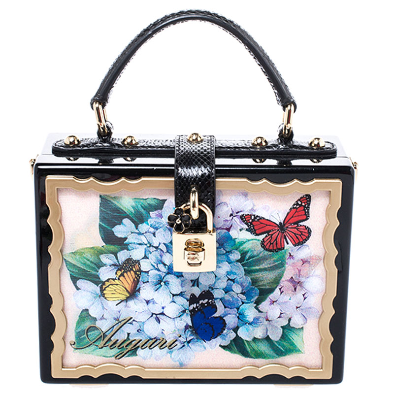 Dolce & Gabbana Multicolor Acrylic and Snakeskin Top Handle Box Bag ...