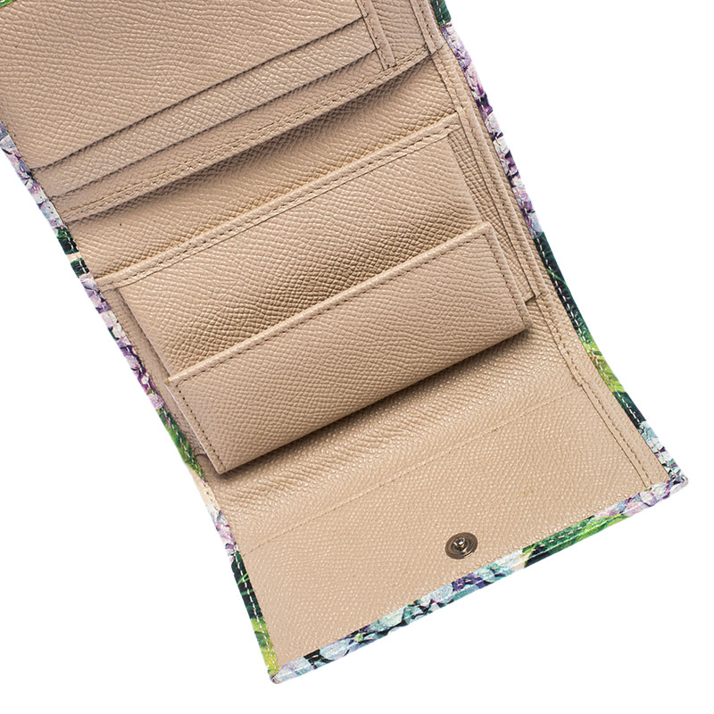 

Dolce & Gabbana Multicolor Floral Print Leather Trifold Wallet