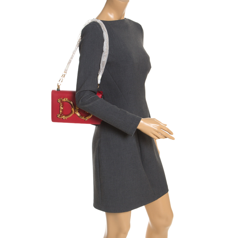 

Dolce & Gabbana Red Leather DG Girls Chain Shoulder Bag