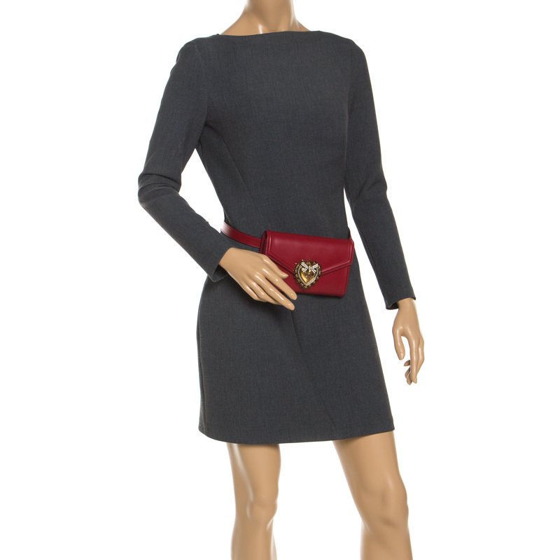 

Dolce & Gabbana Red Leather Devotion Belt Bag