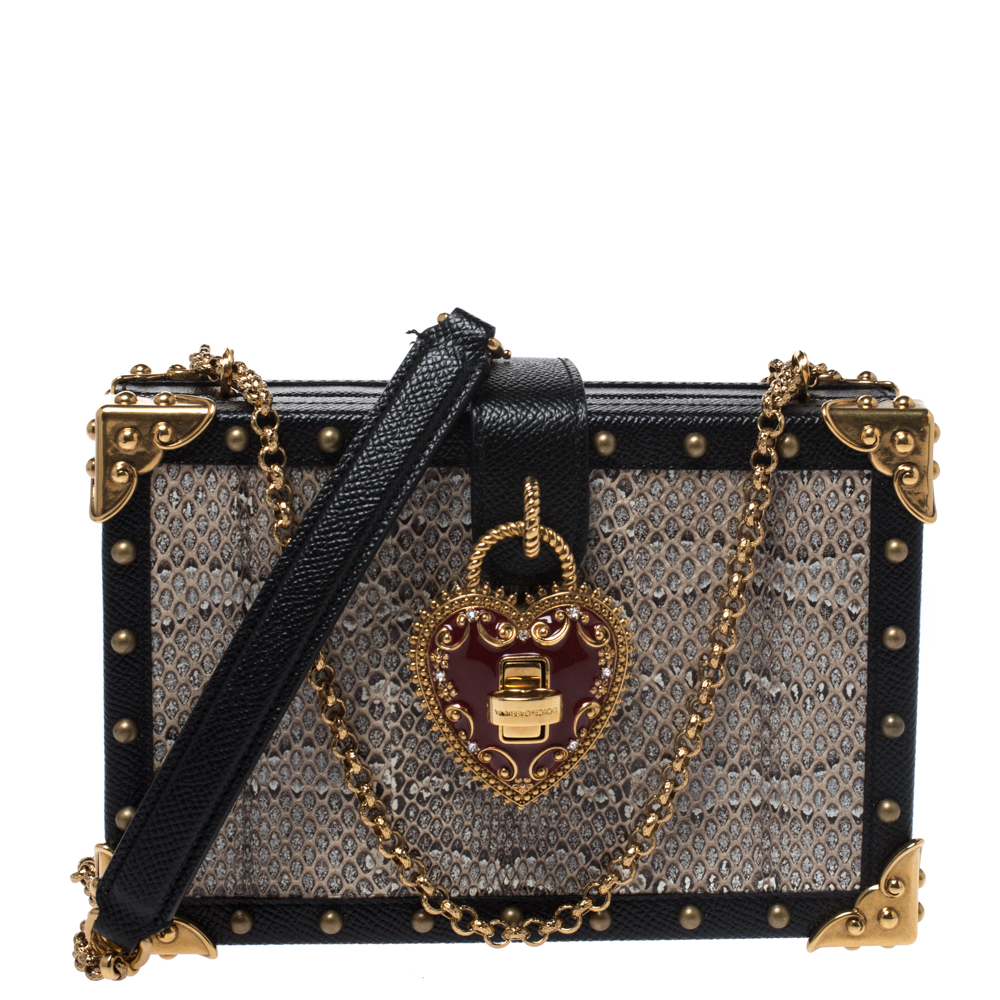 Dolce & Gabbana Beige/Black Snakeskin and Leather Heart Box Bag Dolce &  Gabbana | TLC