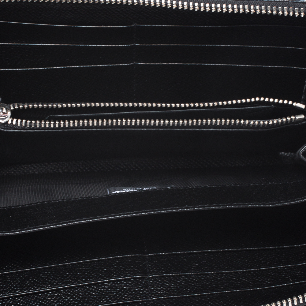 

Dolce & Gabbana Black Leather DG Family Patch Zip Around Wallet
