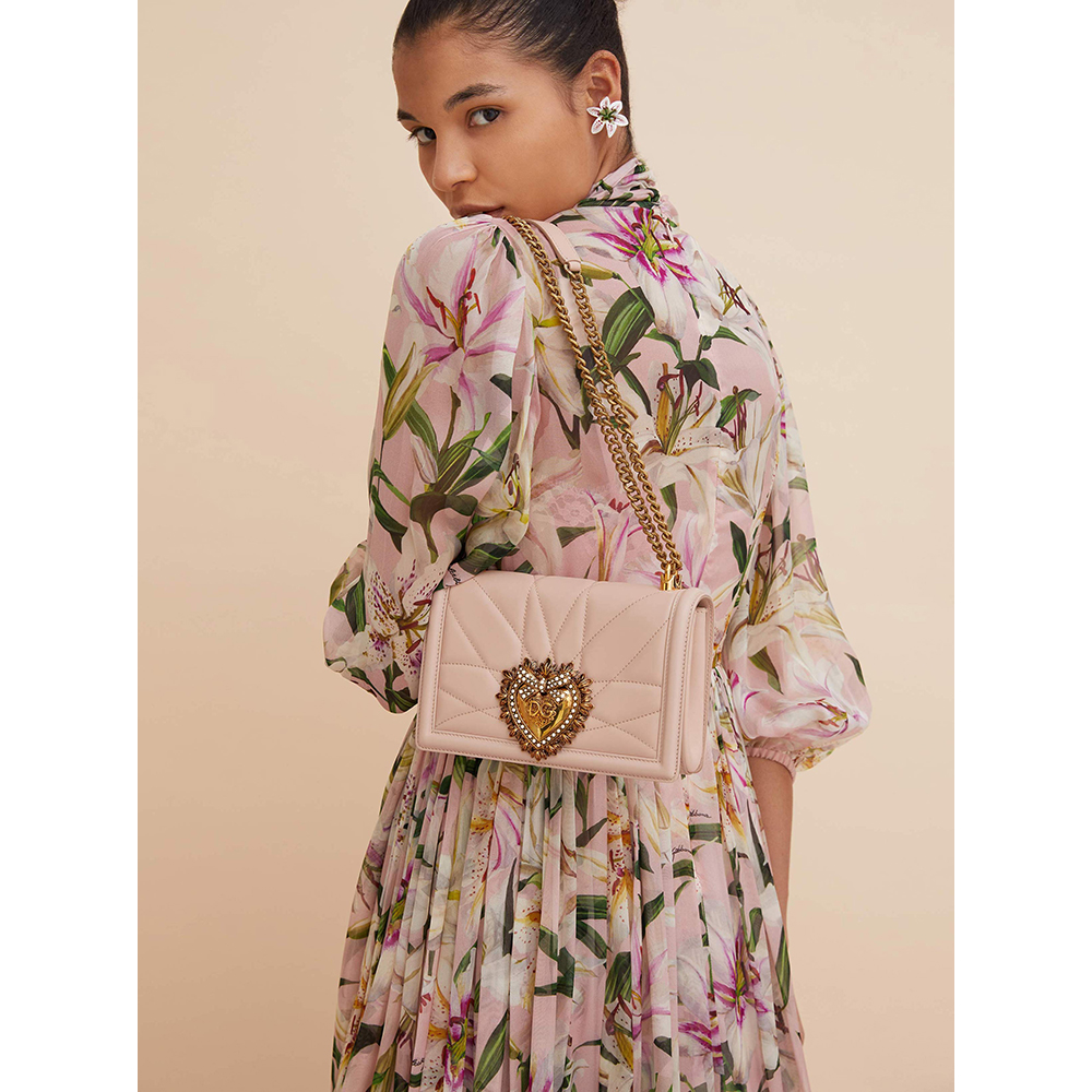 

Dolce & Gabbana Pink Devotion Crystal-Embellished Leather Shoulder Bag