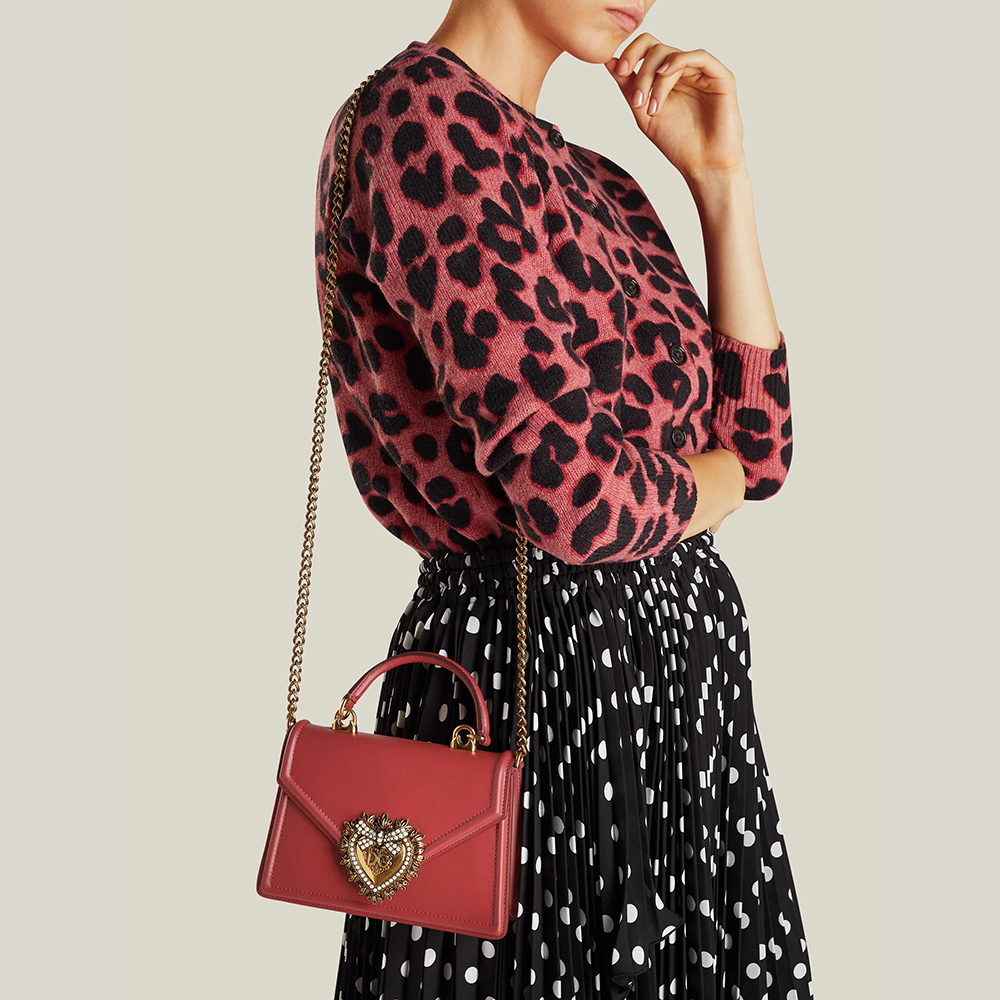 

Dolce & Gabbana Red Devotion Mini Embellished Leather Top Handle Bag