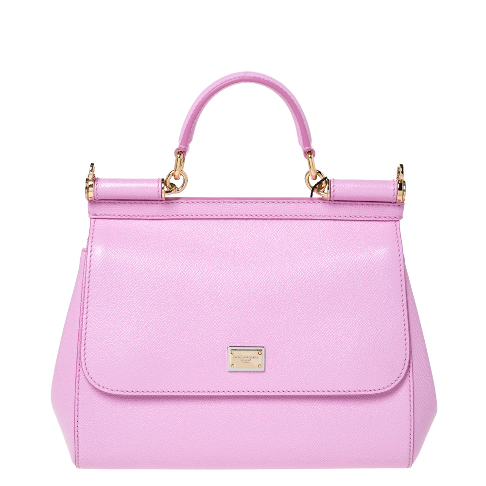 Dolce & Gabbana Sicily Small Leather Handbag In Pink