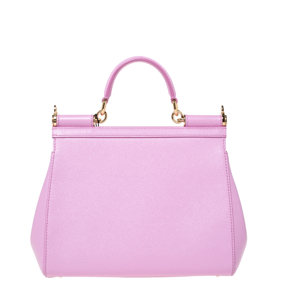 Buy DOLCE & GABBANA Sicily Large Raspberry Pink Leather Bag Online in India  