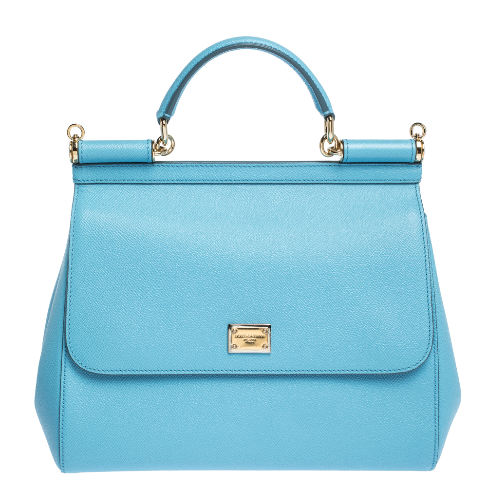 Pre-owned Dolce & Gabbana Light Blue Leather Miss Sicily Bag | ModeSens