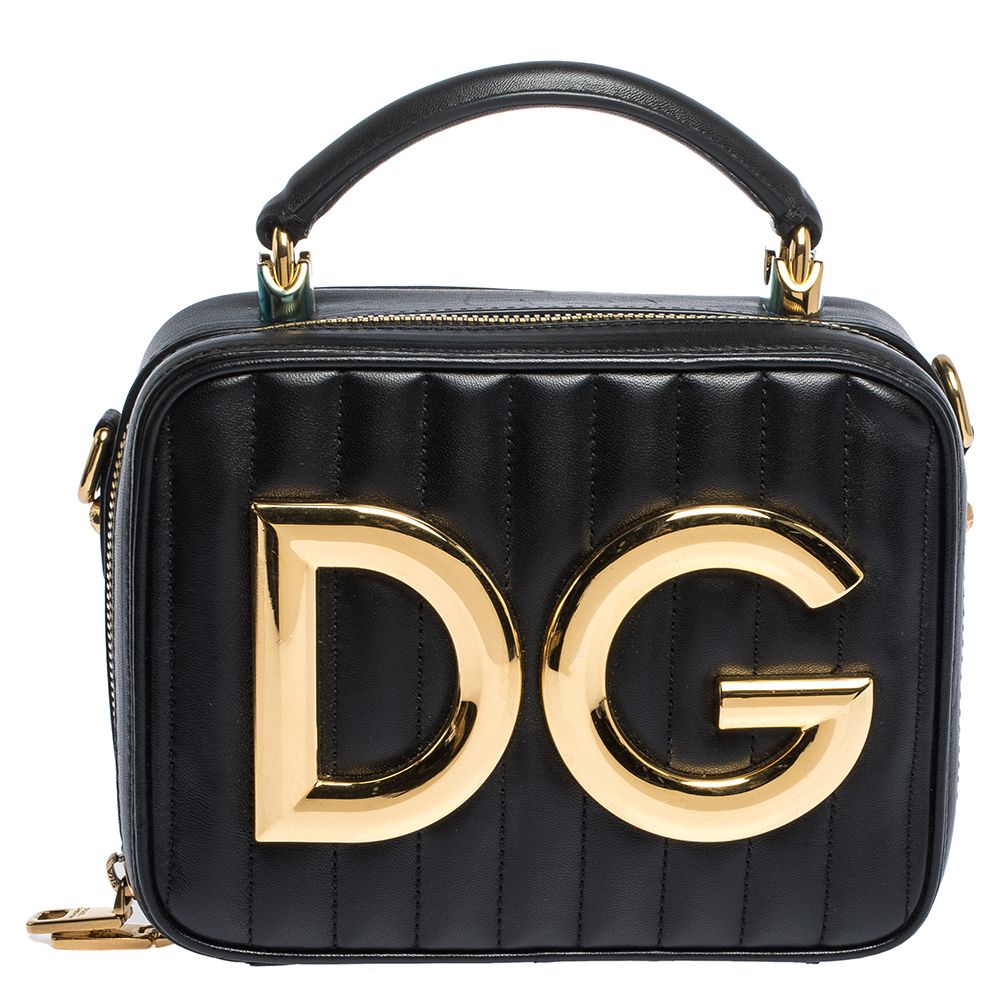 dolce and gabbana black leather shoulder bag