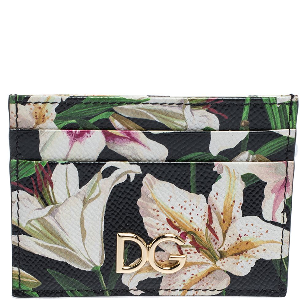 Dolce & Gabbana Multicolor Floral Print Leather Card Holder Dolce