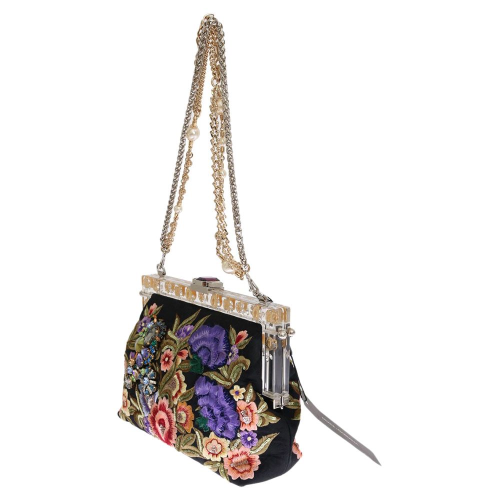 

Dolce & Gabbana Multicolor Floral Canavs Embroidered Bag