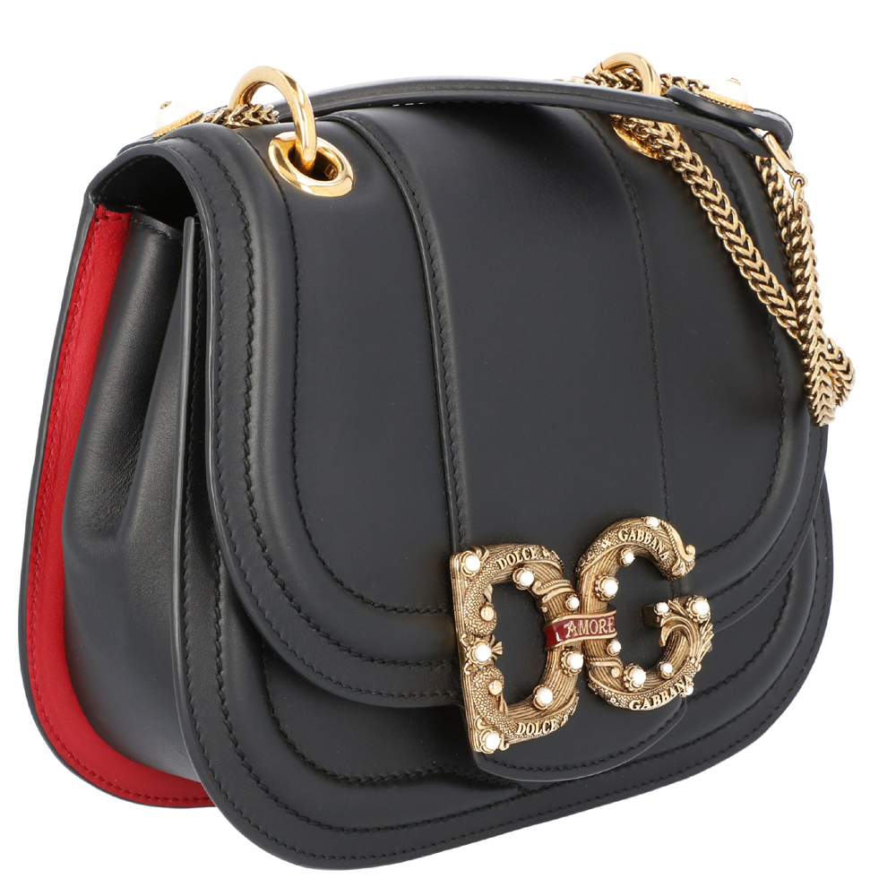 

Dolce & Gabbana Black Leather DG Amore Bag