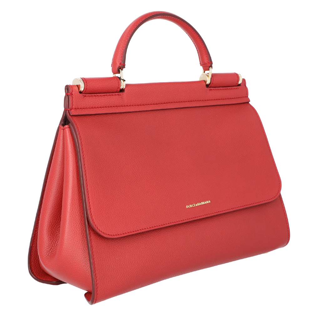 

Dolce & Gabbana Red Leather Large Sicily Top Handle Bag