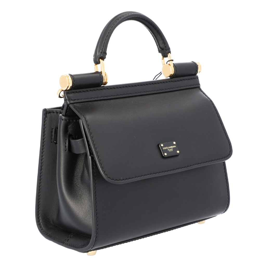 

Dolce & Gabbana Black Leather Mini Sicily Shoulder Bag