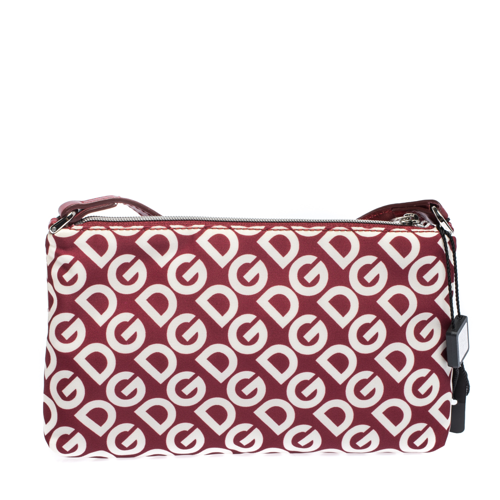 

Dolce & Gabbana Burgundy DG Mania Print Nylon Clutch Bag, Multicolor