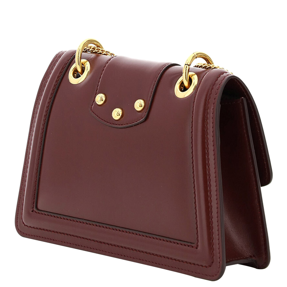 

Dolce & Gabbana Bordeaux Leather Small DG Amore Bag, Burgundy