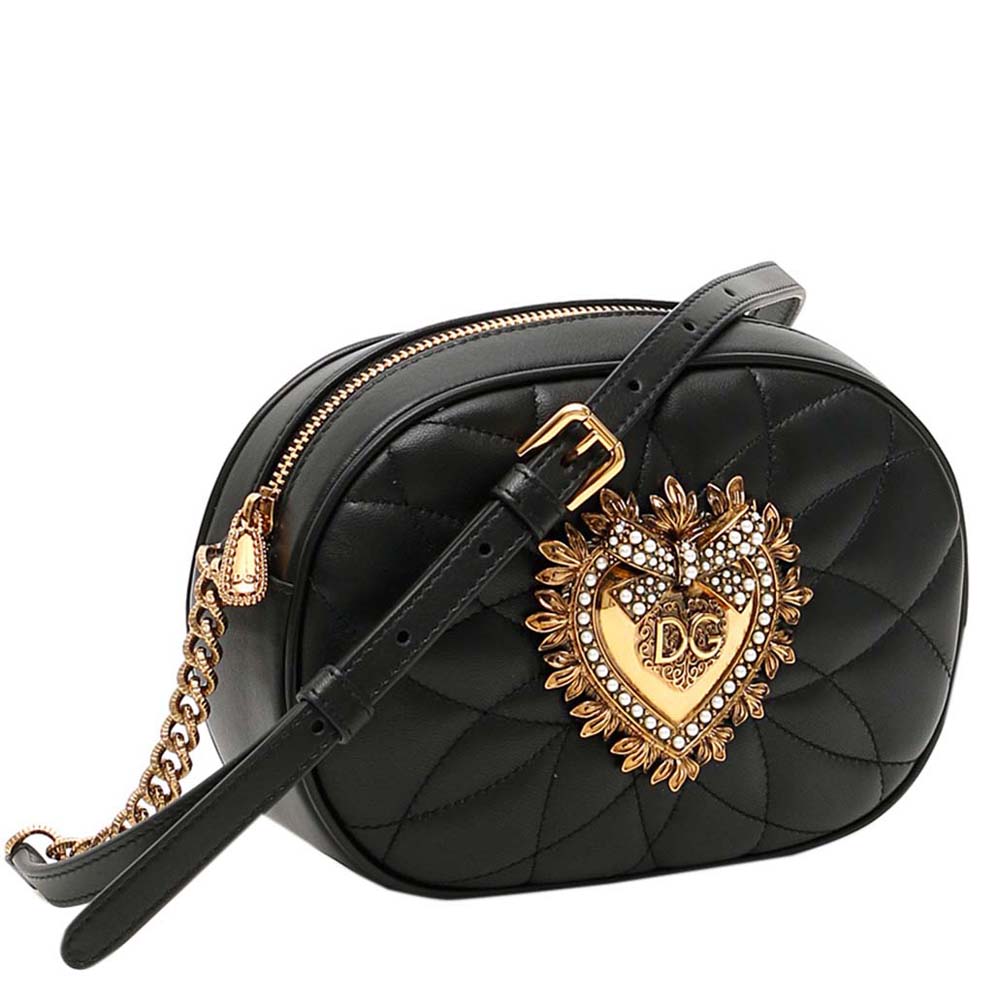 

Dolce & Gabbana Black Leather Devotion Oval Camera Bag
