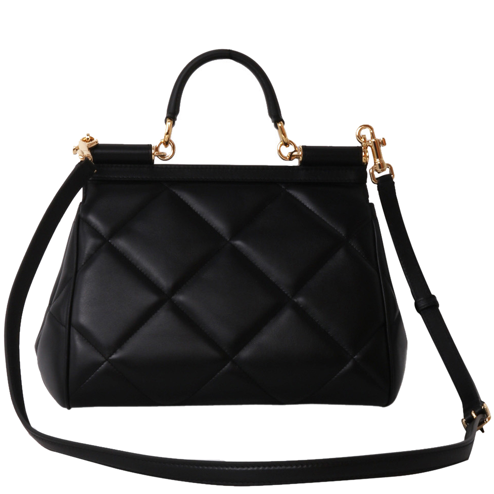 

Dolce & Gabbana Black Quilted Leather Sicily Medium Shoulder Bag