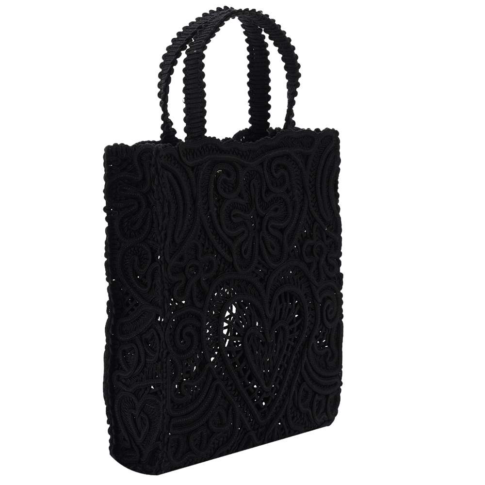 

Dolce & Gabbana Black Cordonetto Lace Beatrice Small Tote Bag