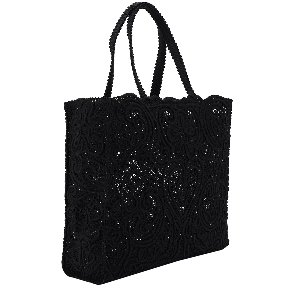 

Dolce & Gabbana Black Cordonetto Lace Beatrice Large Tote Bag