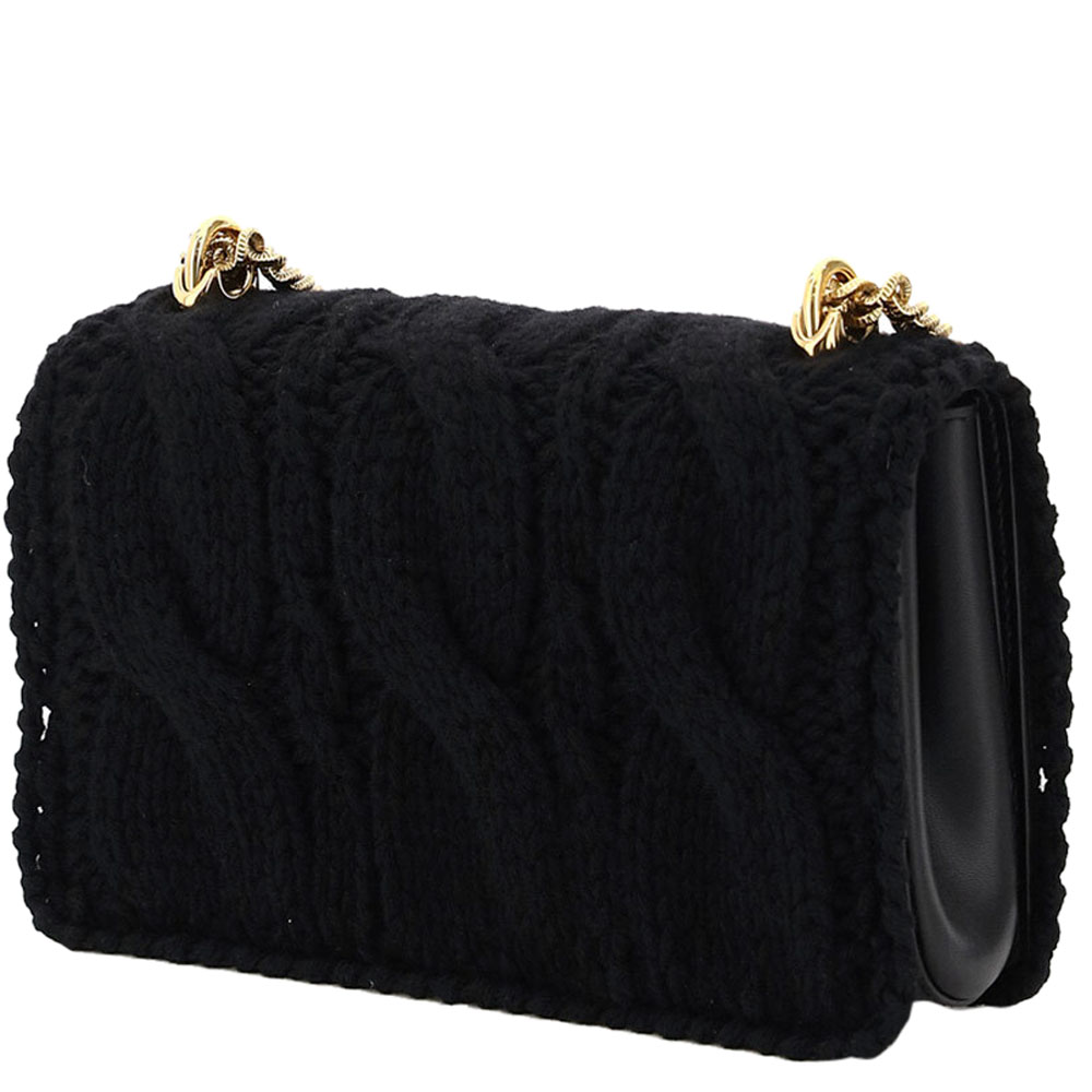 

Dolce & Gabbana Black Wool and Cashmere Devotion Bag