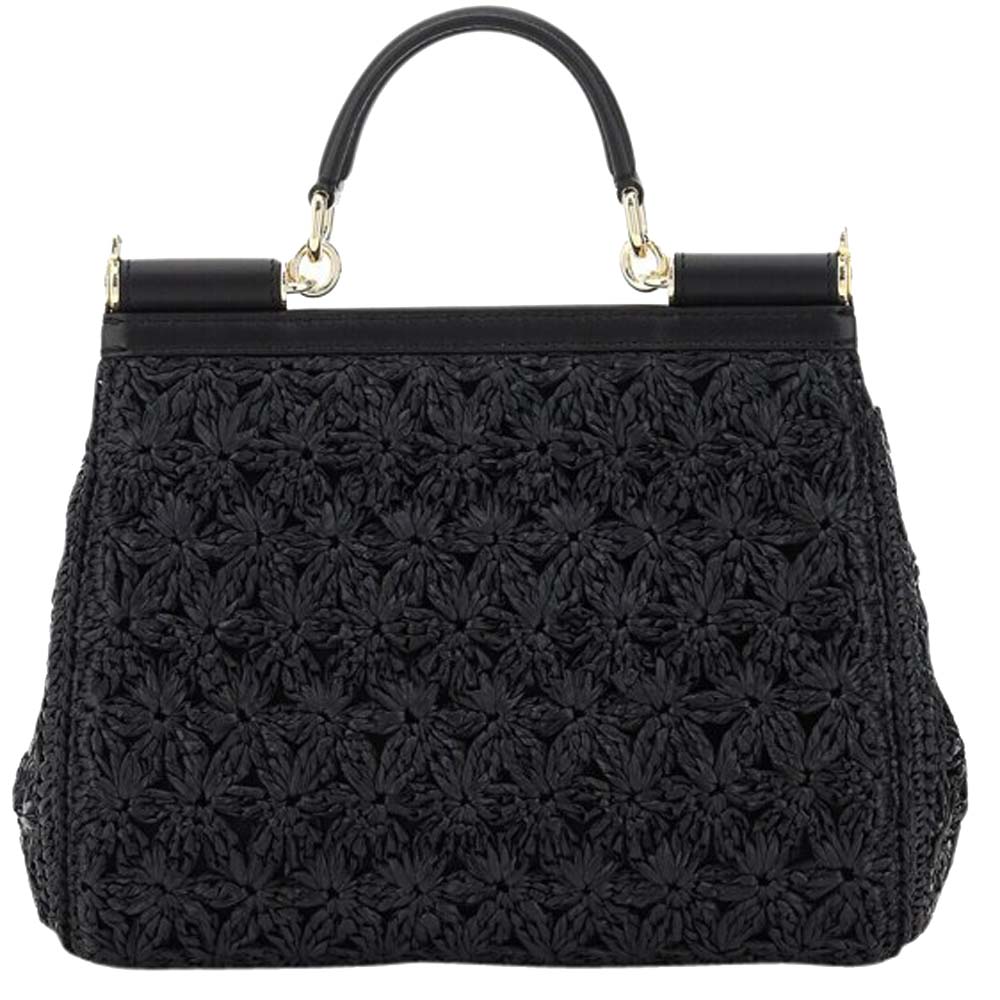 

Dolce & Gabbana Black raffia crochet Sicily Medium bag