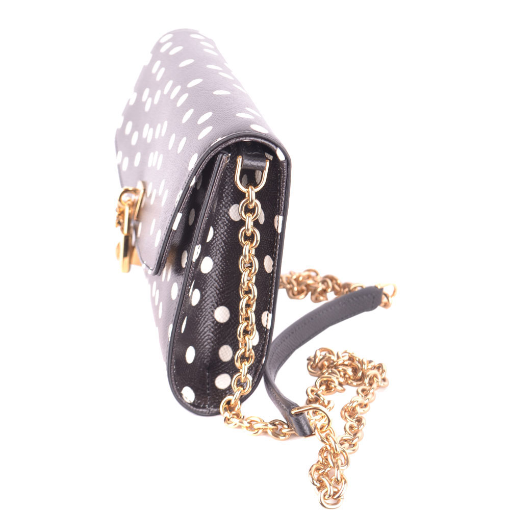 

Dolce and Gabbana Black Leather Polka Dots Shoulder Bag