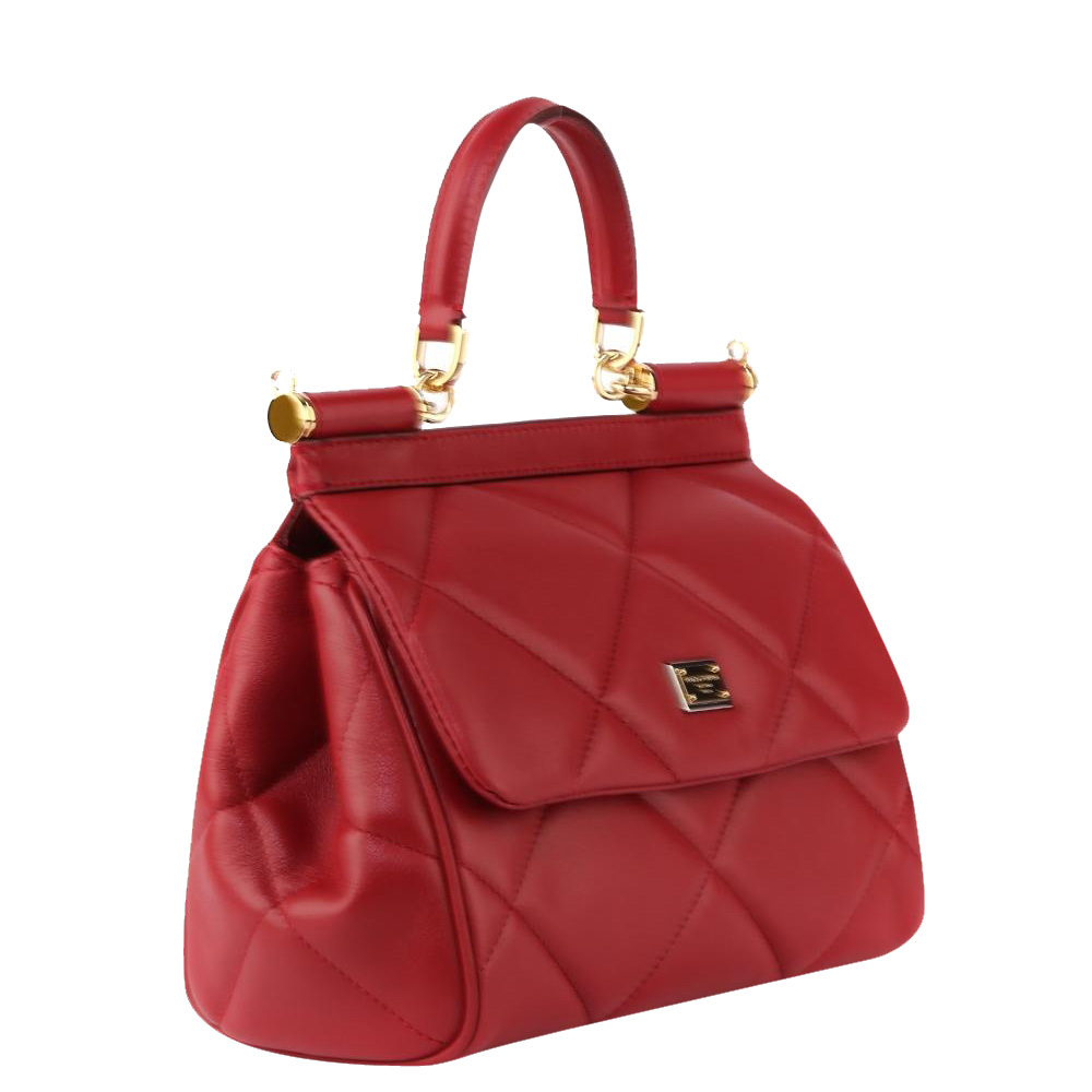 

Dolce & Gabbana Red Quilted Leather Sicily Top Handle Bag