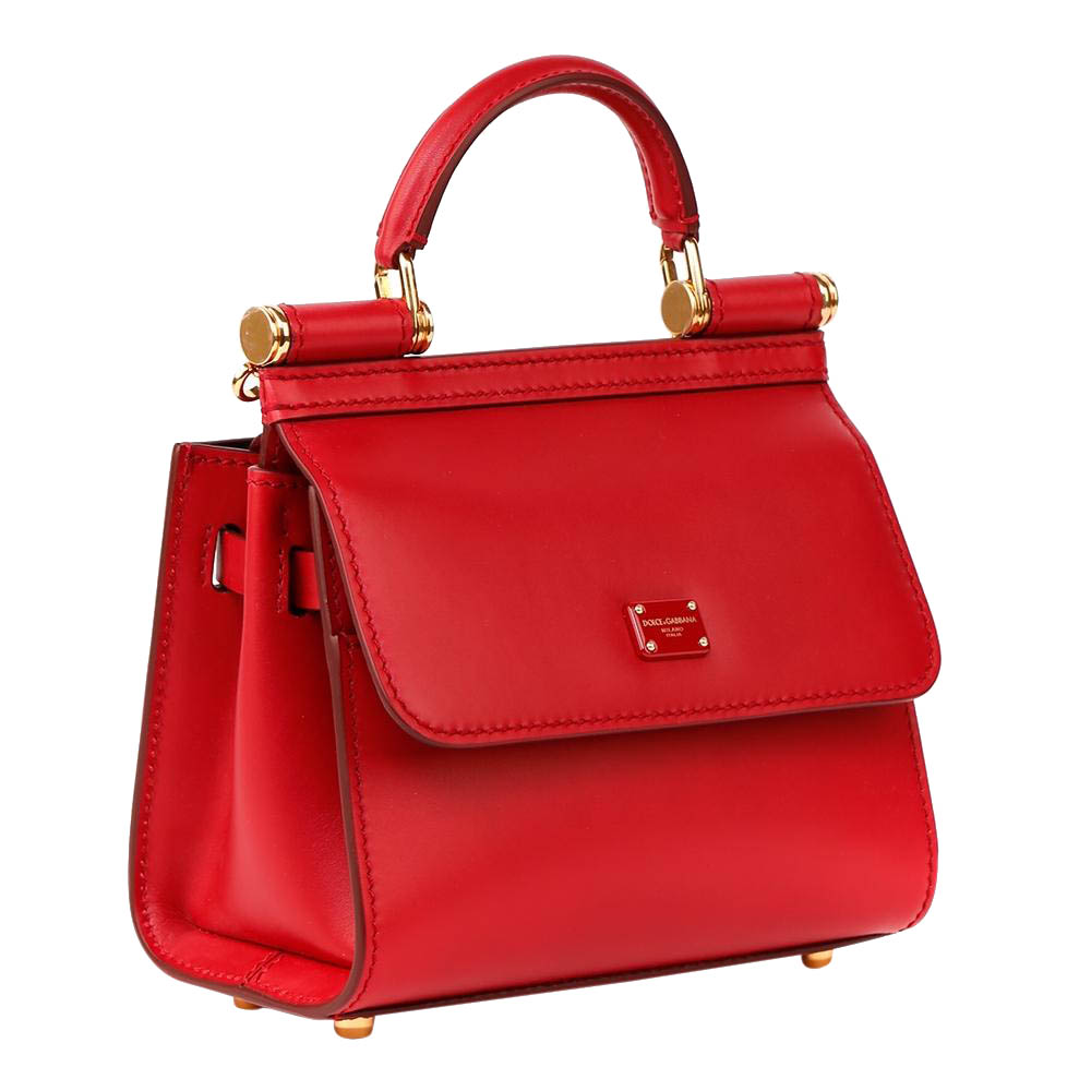 

Dolce & Gabbana Red Leather Sicily 58 Top handle Bag