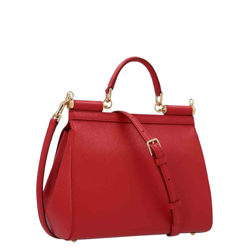 

Dolce & Gabbana Red Leather  Miss Sicily Top Handle Bag