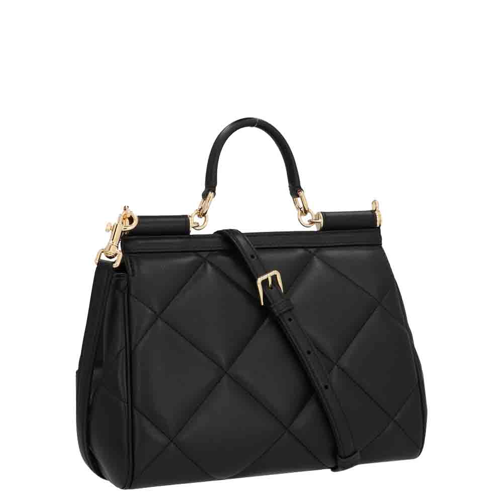 

Dolce & Gabbana Black Quilted Leather  Miss Sicily Top Handle Bag