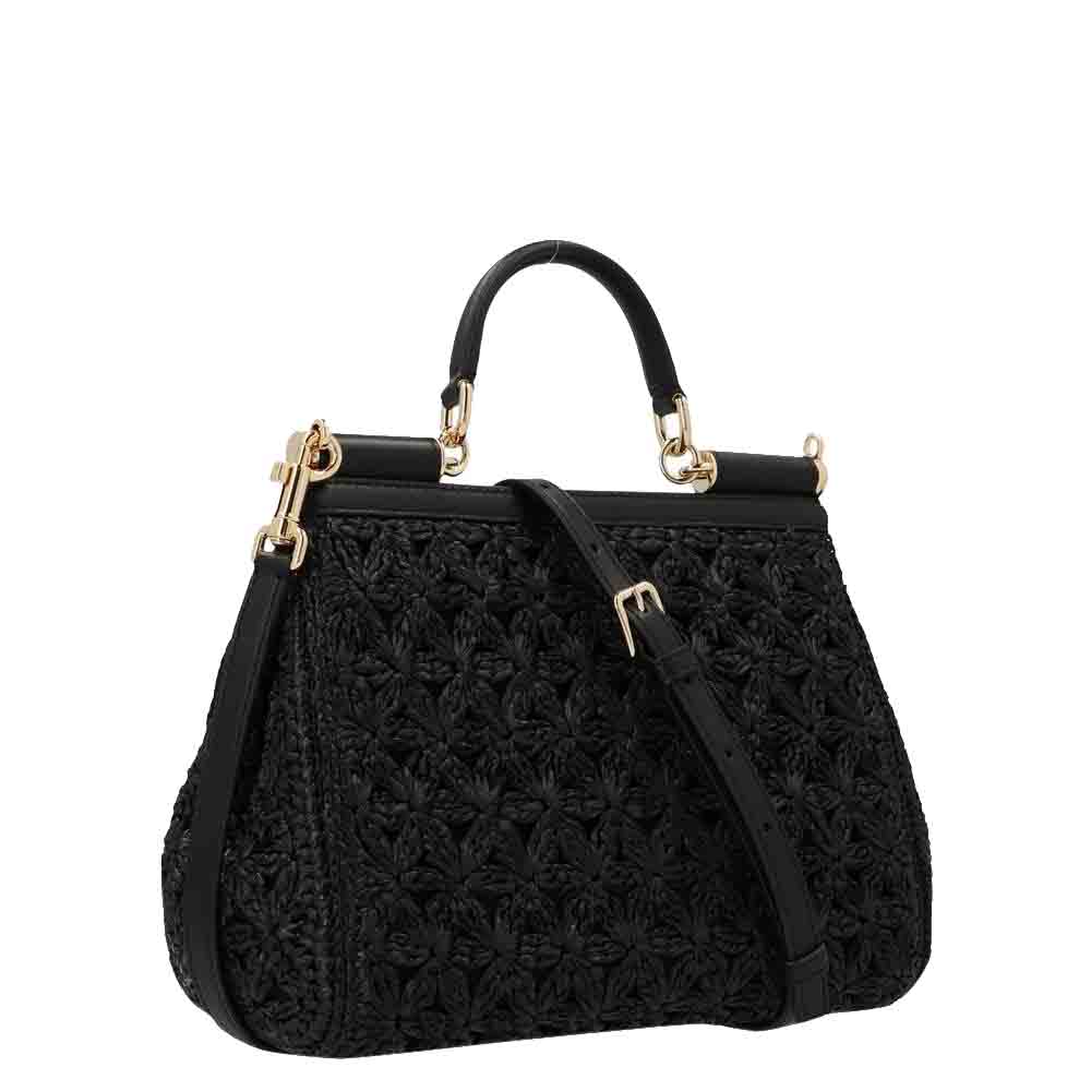 

Dolce & Gabbana Black Crochet Miss Sicily Top Handle Bag