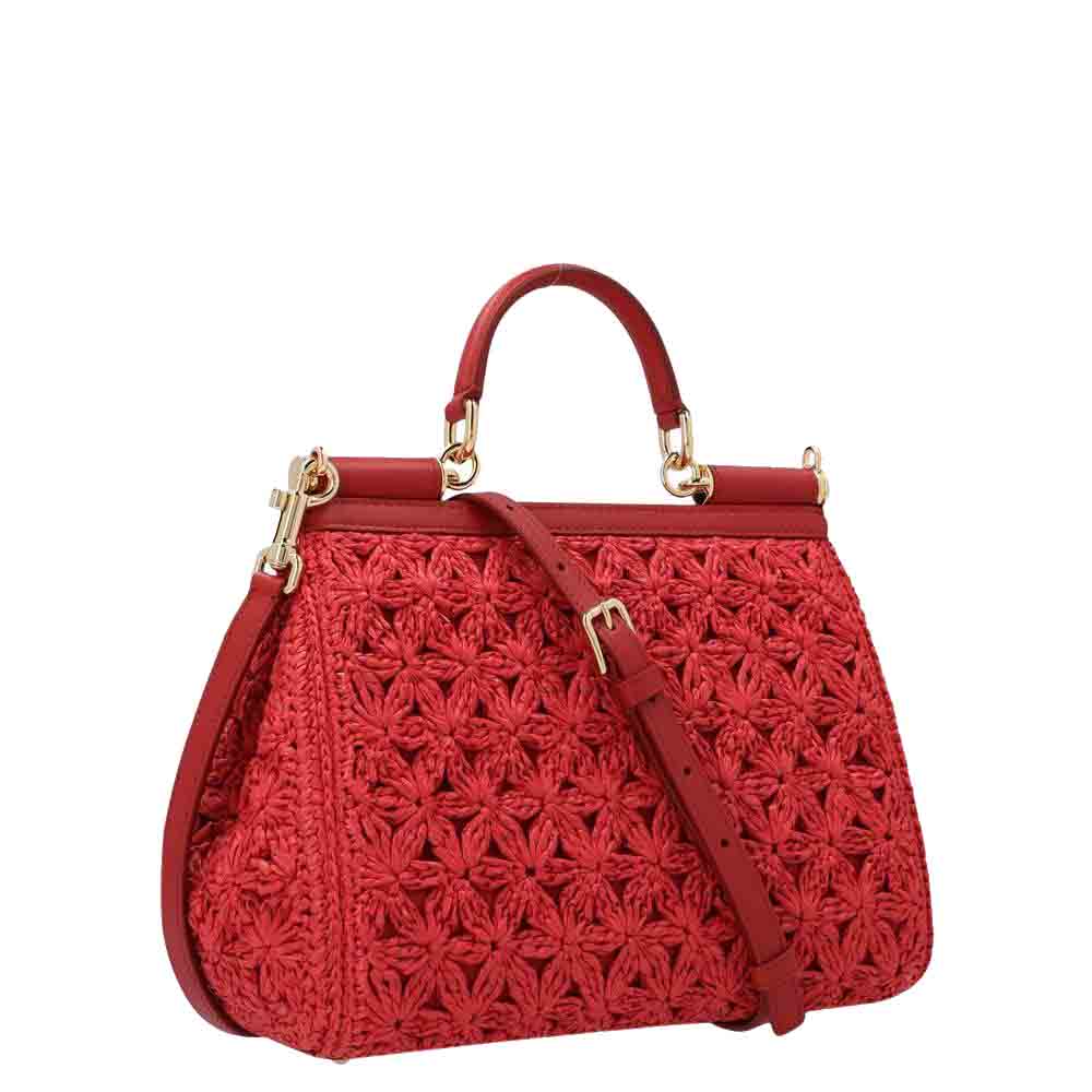 

Dolce & Gabbana Red Crochet Miss Sicily Top Handle Bag