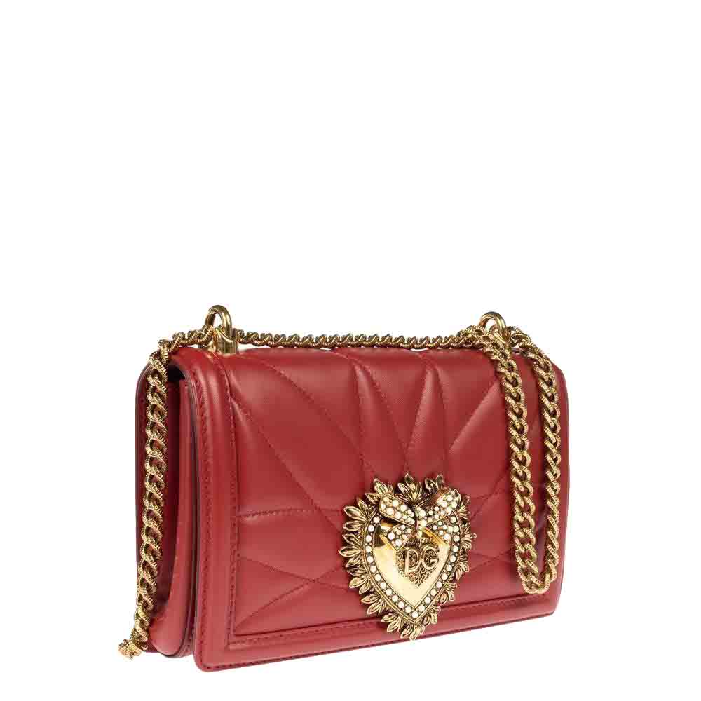 

Dolce & Gabbana Red Quilted Leather Devotion Shoulder Bag