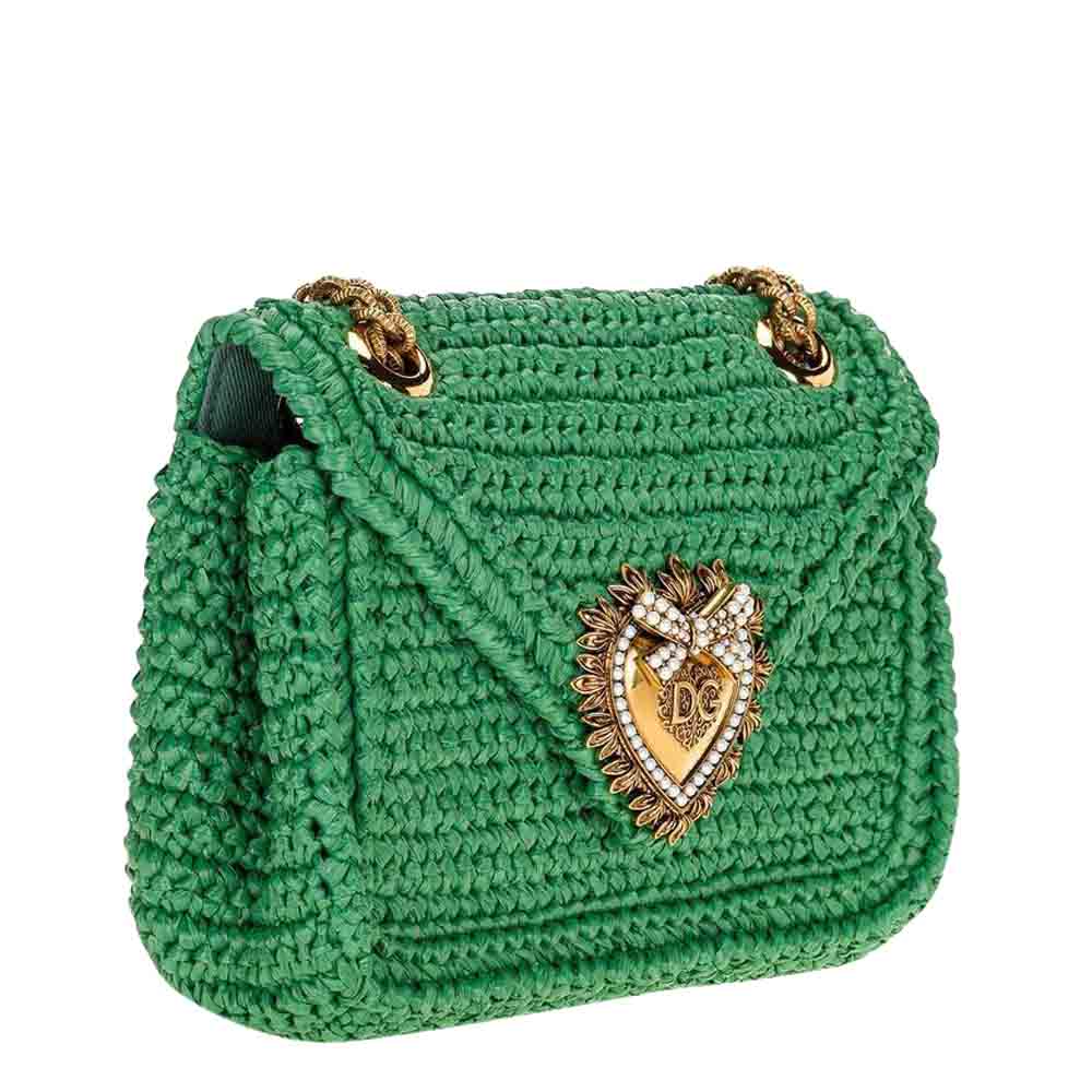 

Dolce & Gabbana Green Crochet Devotion Mini Crossbody Bag