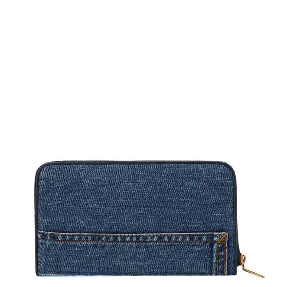 

Dolce & Gabbana Blue Patchwork Denim Devotion Zip Around Wallet