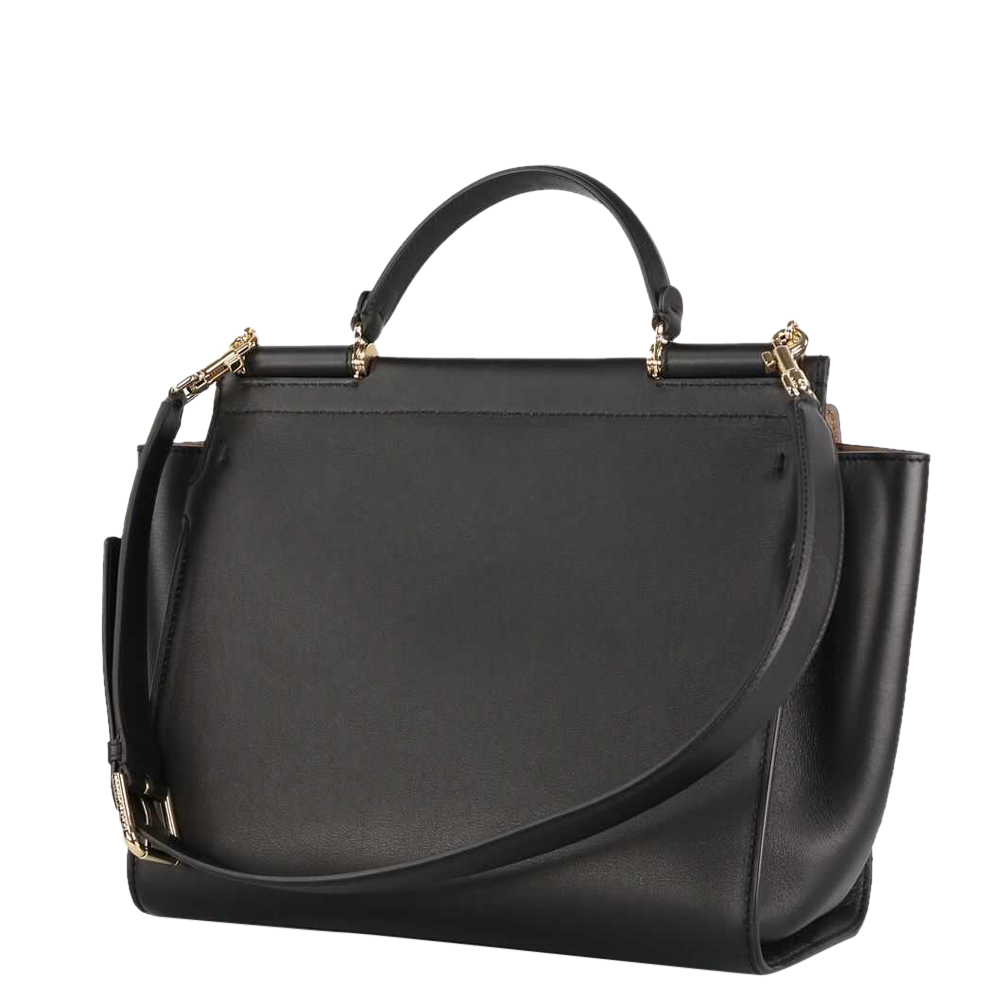 

Dolce & Gabbana Black Leather Sicily Soft Medium Bag