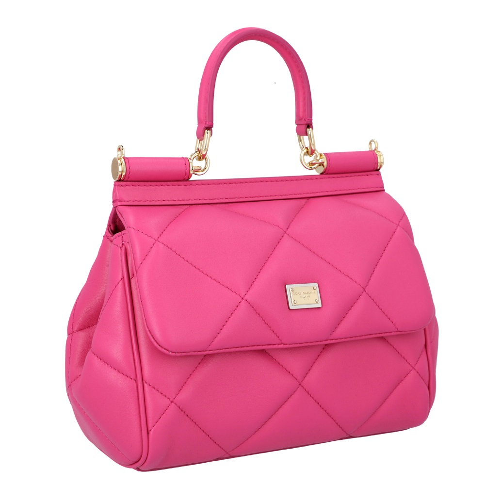 

Dolce & Gabbana Pink Calf Leather Aria Sicily Quilted Small Shoulder Bag