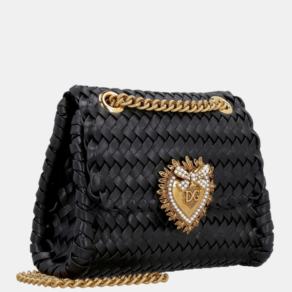 

Dolce & Gabbana Black Leather Mini Devotion Shoulder Bag