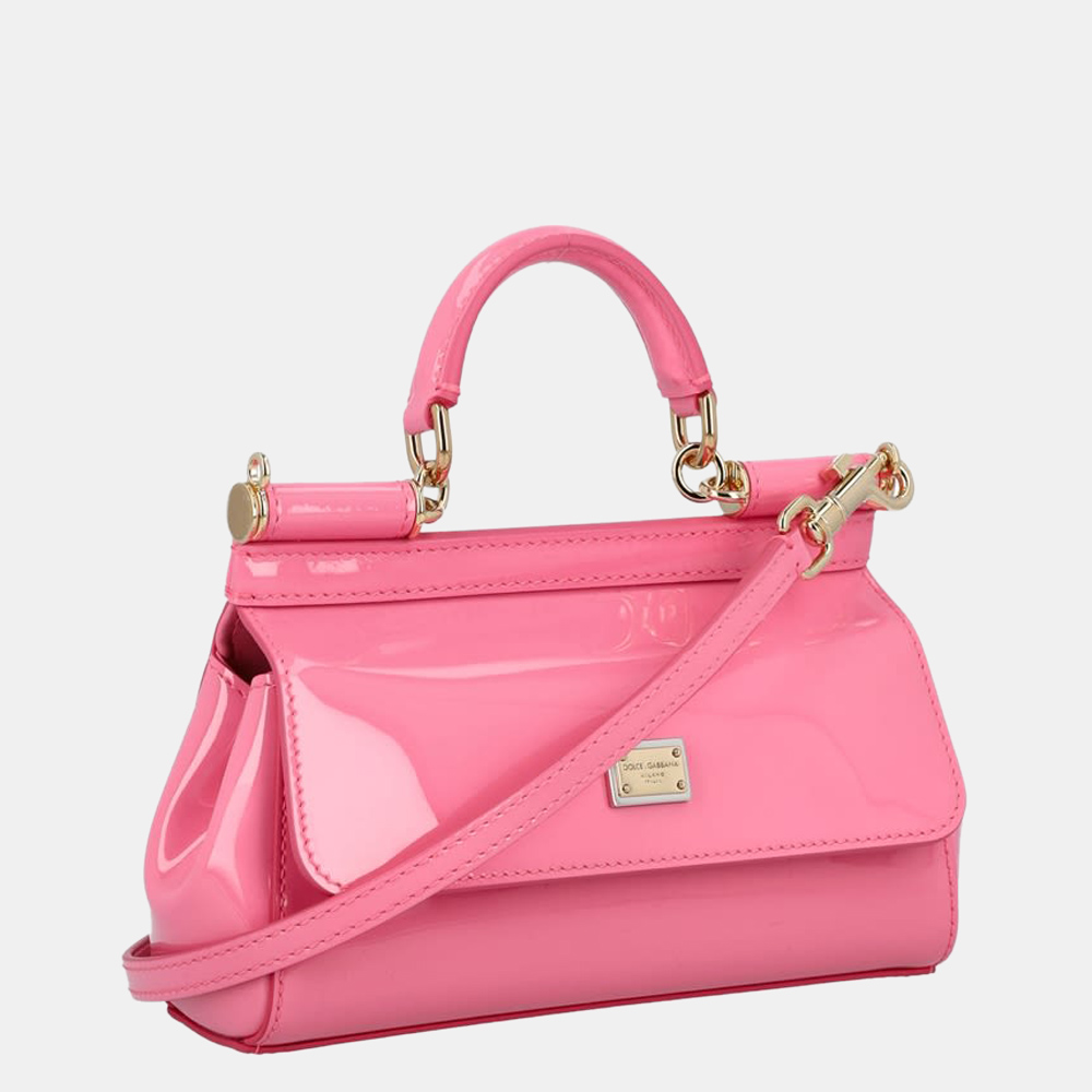 

Dolce & Gabbana Pink Patent Leather Small Sicily Top Handle Bag