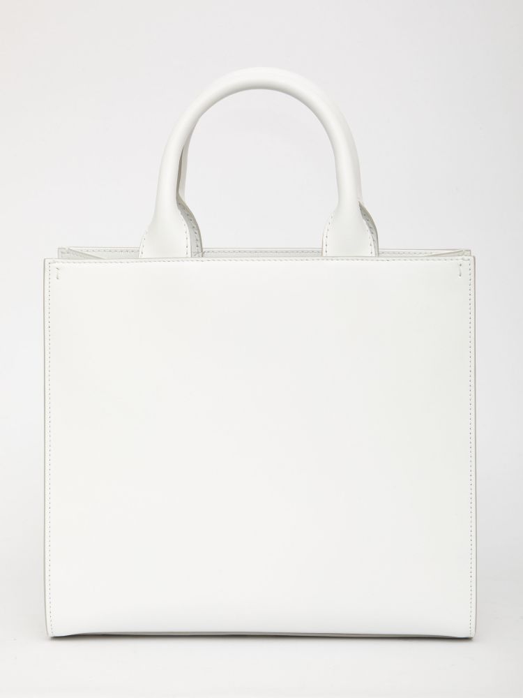 

Dolce & Gabbana White Calf Leather Small DG Daily Shopper Tote Bag