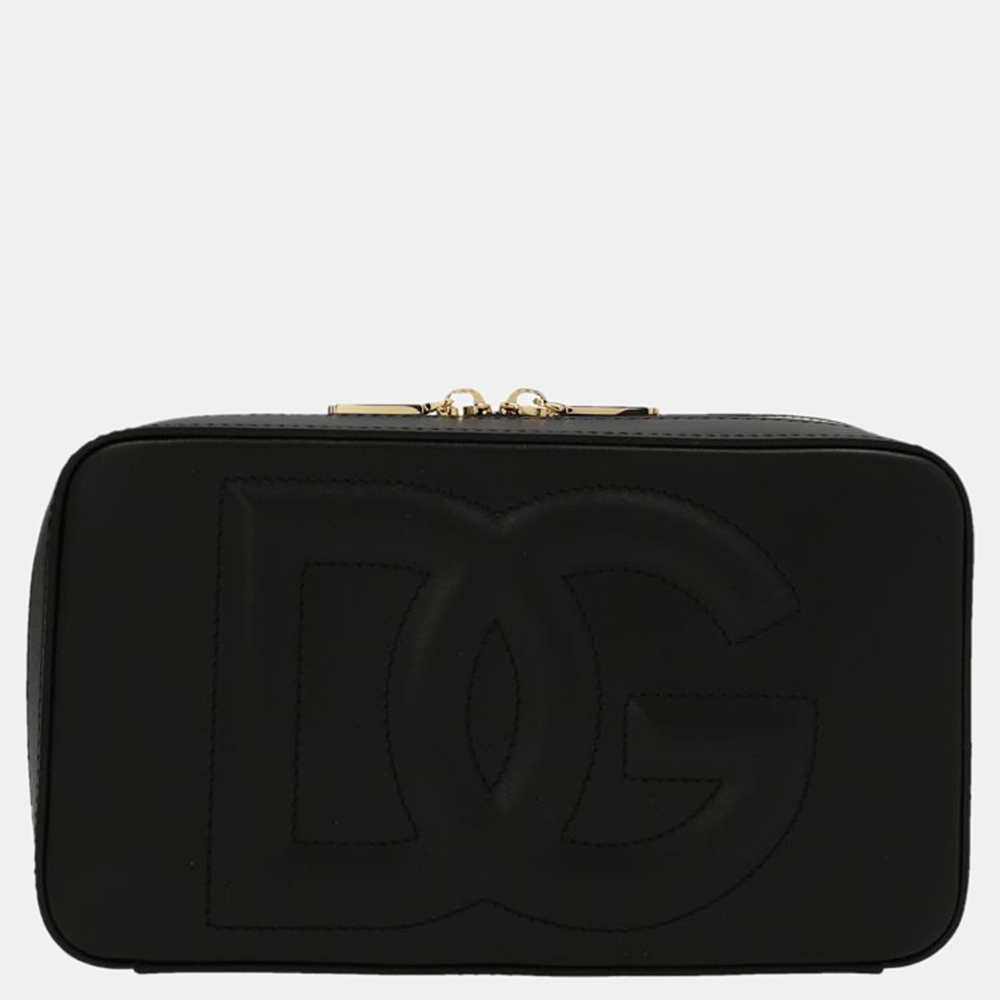 

Dolce & Gabbana Black Calfskin Leather Small Logo Camera Shoulder Bag