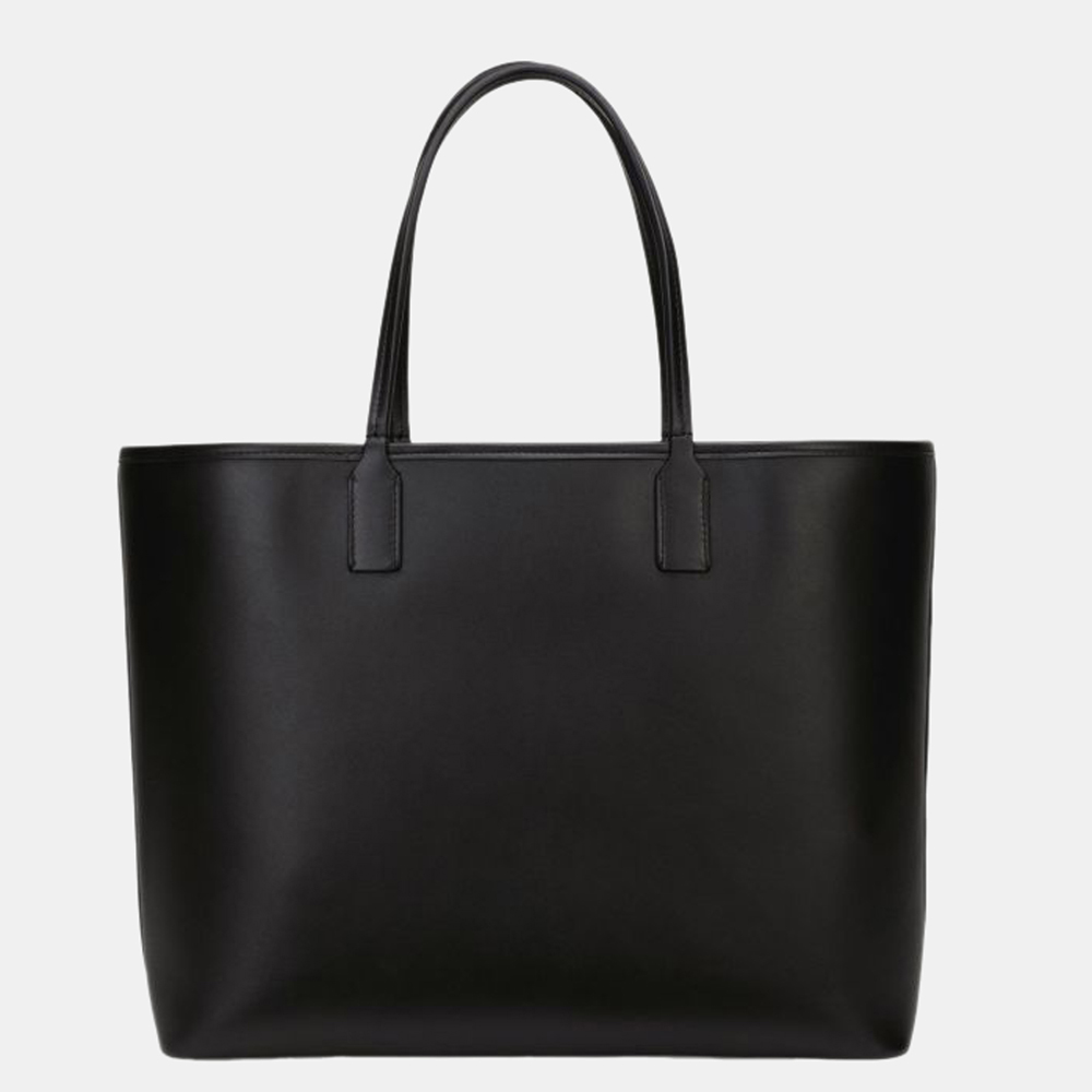

Dolce & Gabbana Black Calfskin Leather Medium Fefe Shopper Tote Bag